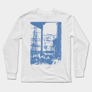 Rotherhithe (Wapping) by James McNeill Whistler Polka Hexagonal Honeycomb Fill Long Sleeve T-Shirt